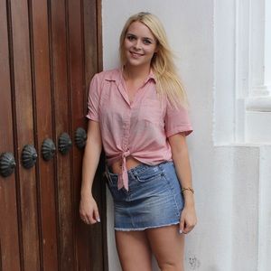 White and red striped shirt
